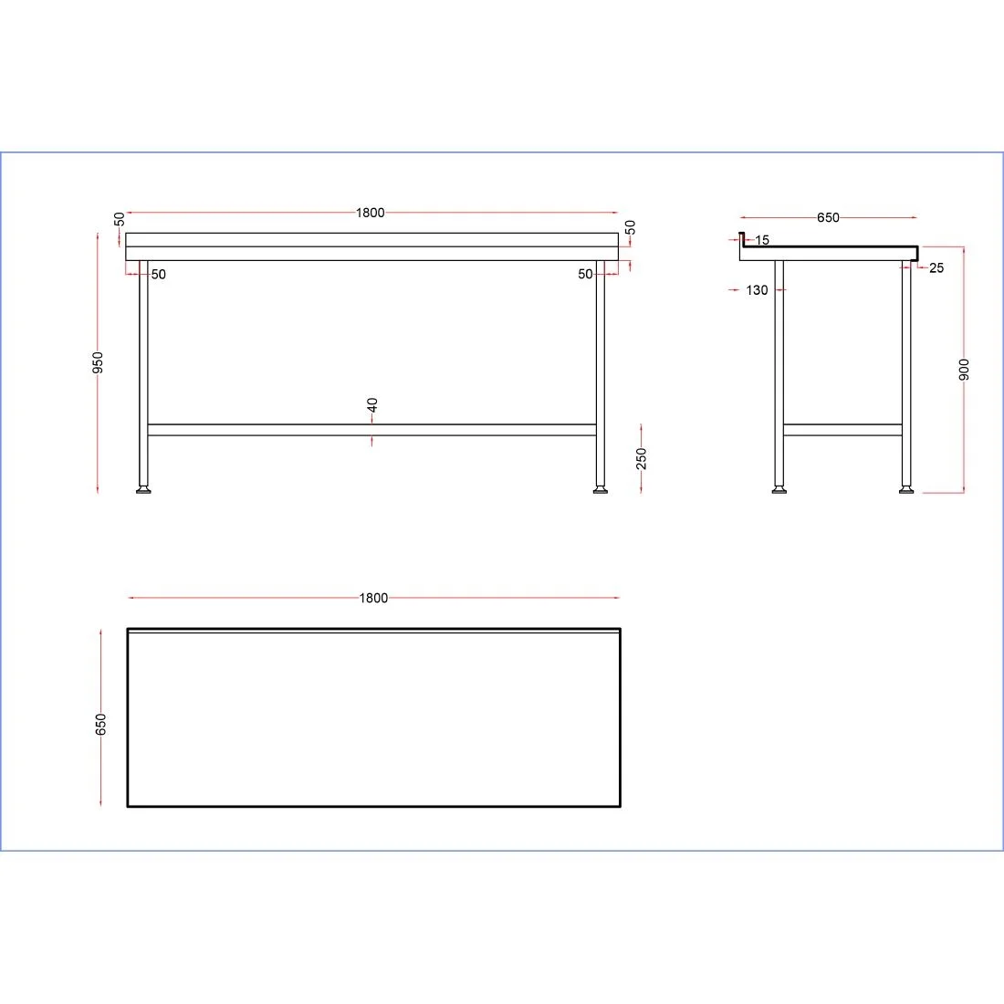 Holmes Stainless Steel Centre Table 1800mm - Image 3