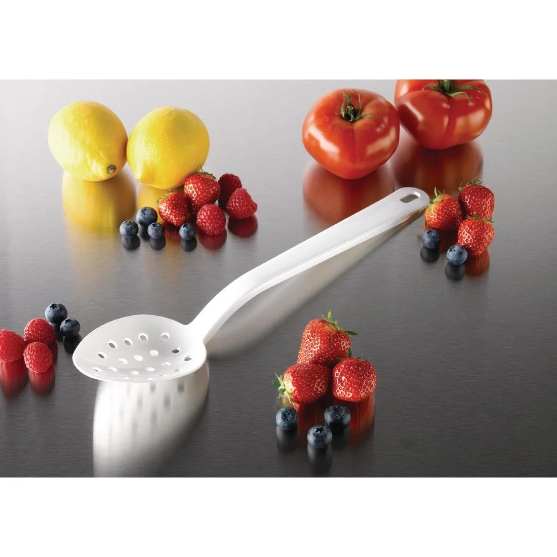 Matfer Bourgeat Exoglass Perforated Serving Spoon White 13" - Image 2