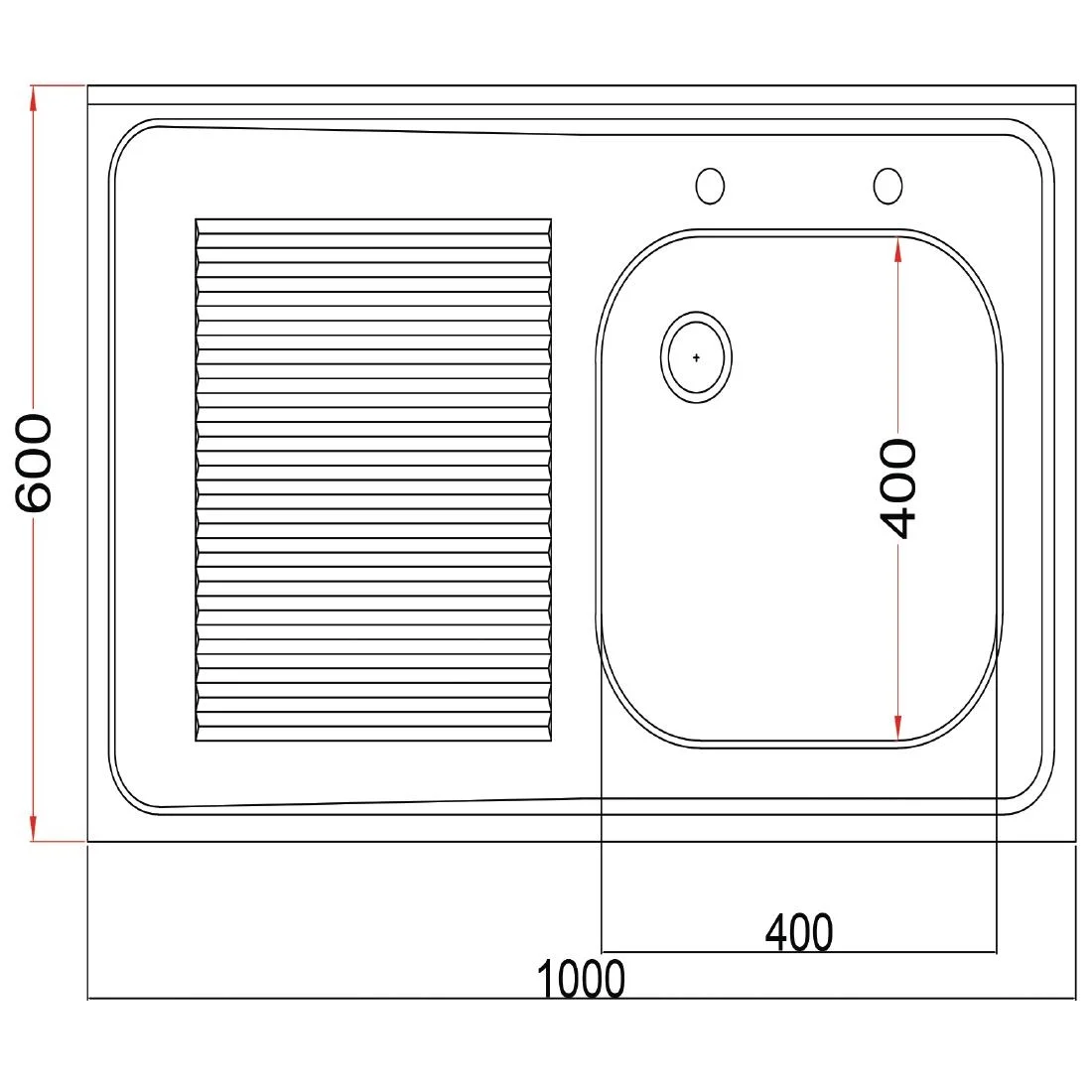 Holmes Fully Assembled Stainless Steel Sink Left Hand Drainer 1000mm - Image 6