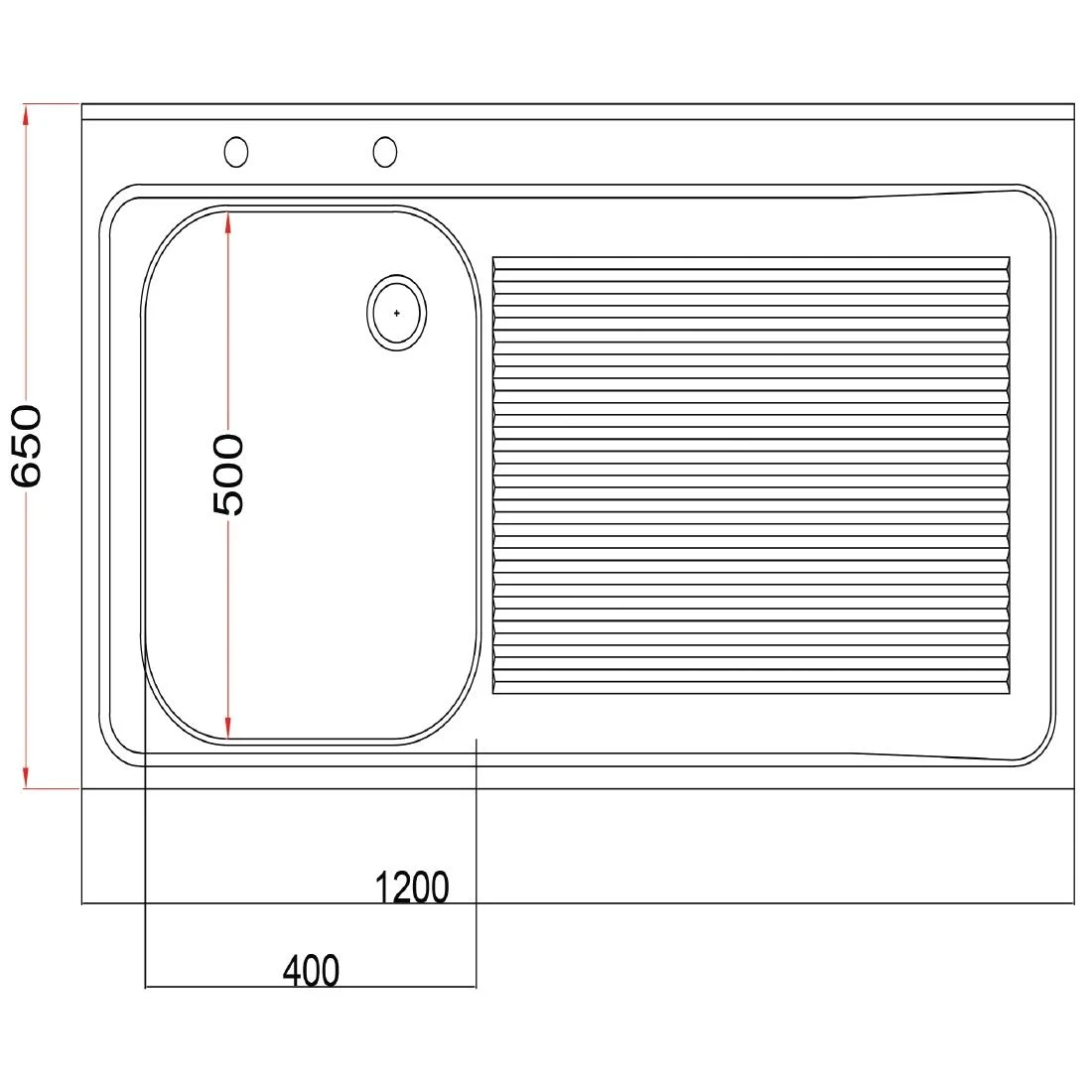 Holmes Fully Assembled Stainless Steel Sink Single Right Hand Drainer 1200mm - Image 6