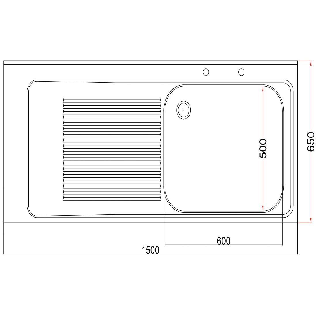 Holmes Fully Assembled Stainless Steel Left Hand Drainer 1500mm