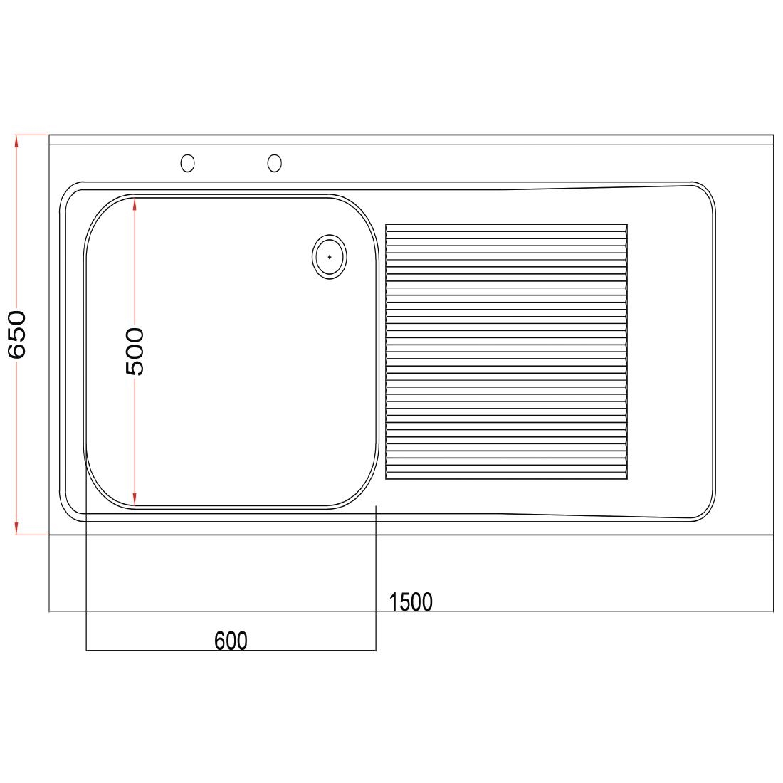 Holmes Fully Assembled Stainless Steel Sink Right Hand Drainer 1500mm