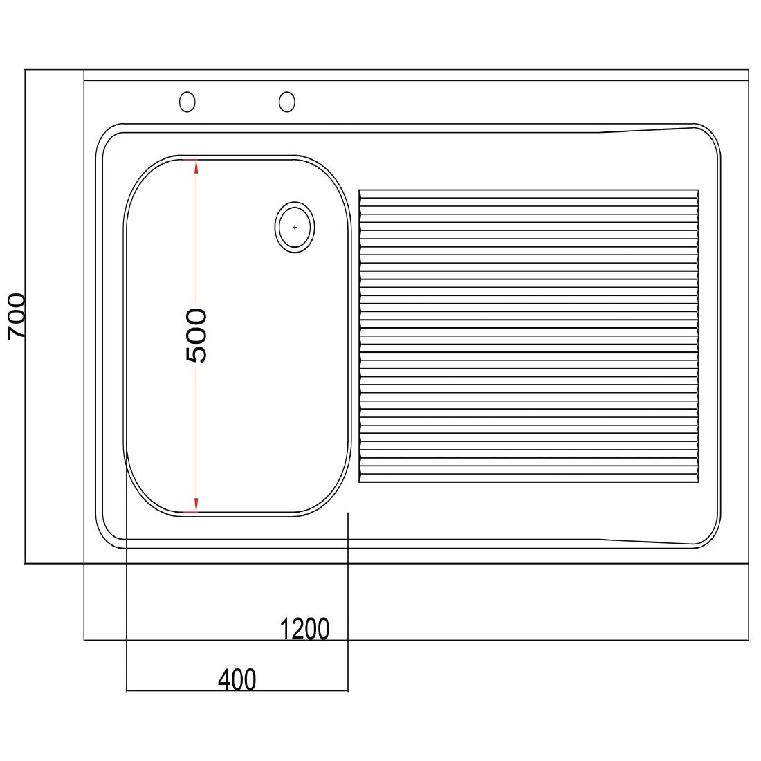Holmes Fully Assembled Stainless Steel Sink Right Hand Drainer 1200mm