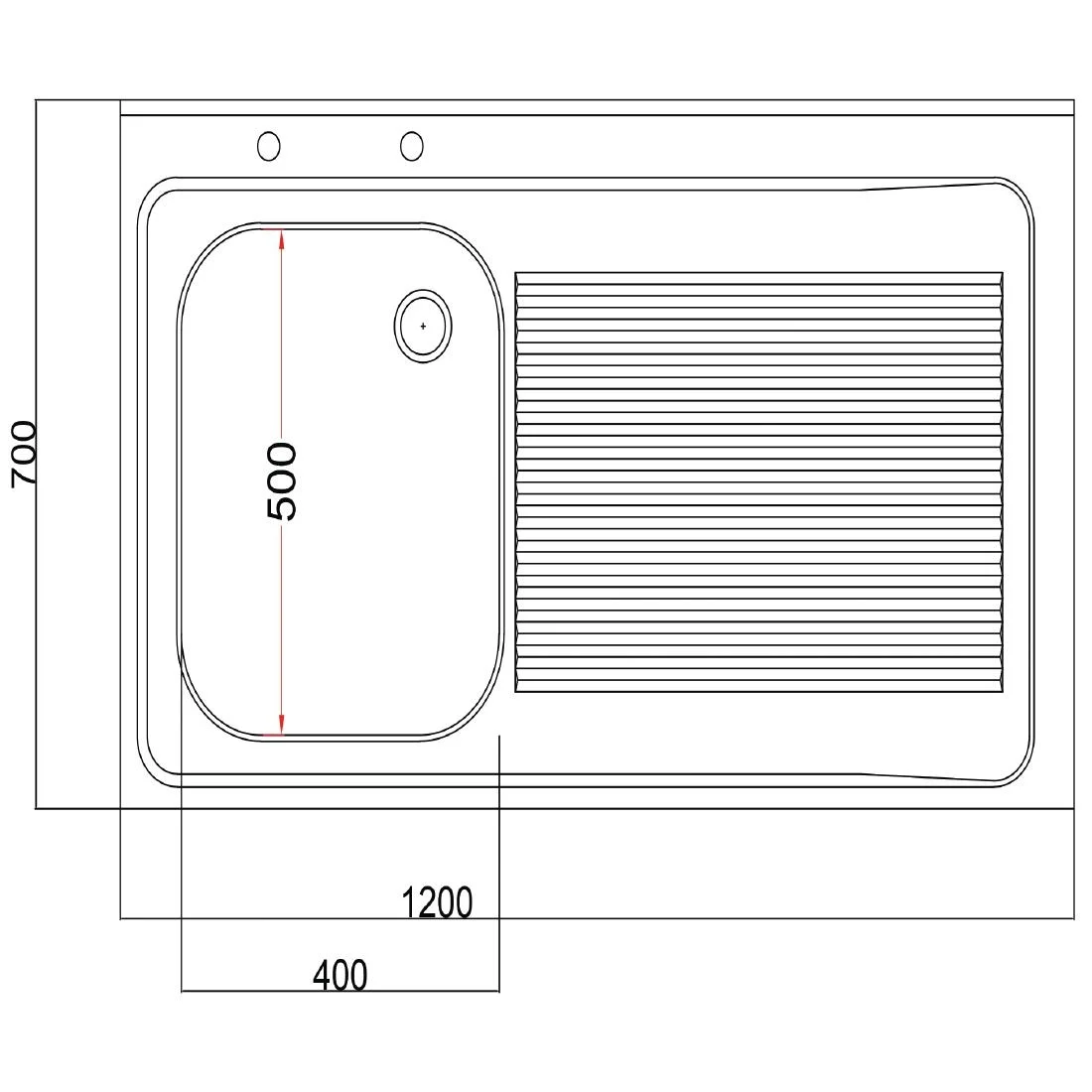 Holmes Fully Assembled Stainless Steel Sink Right Hand Drainer 1200mm - Image 6