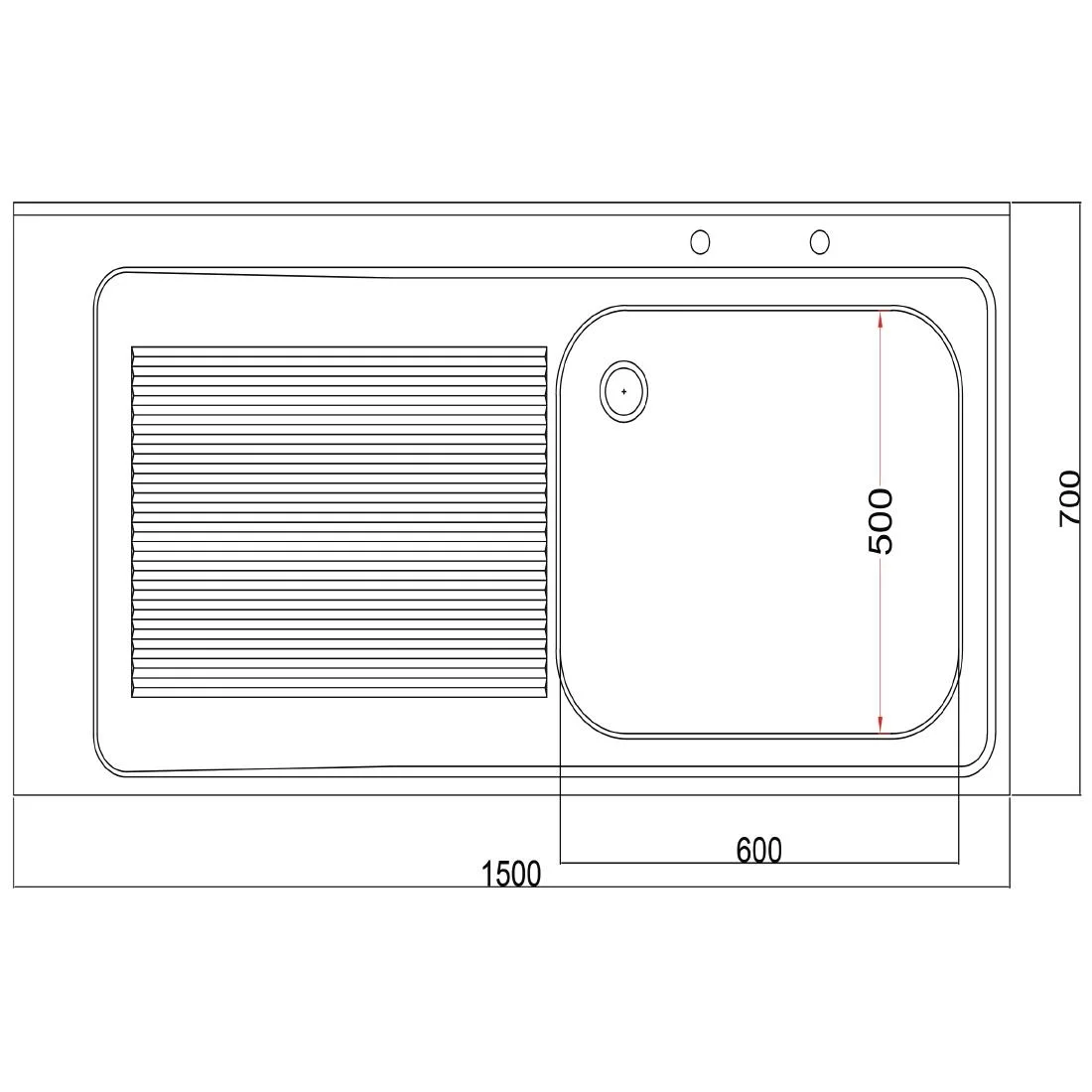 Holmes Fully Assembled Stainless Steel Sink Left Hand Drainer 1500mm - Image 6