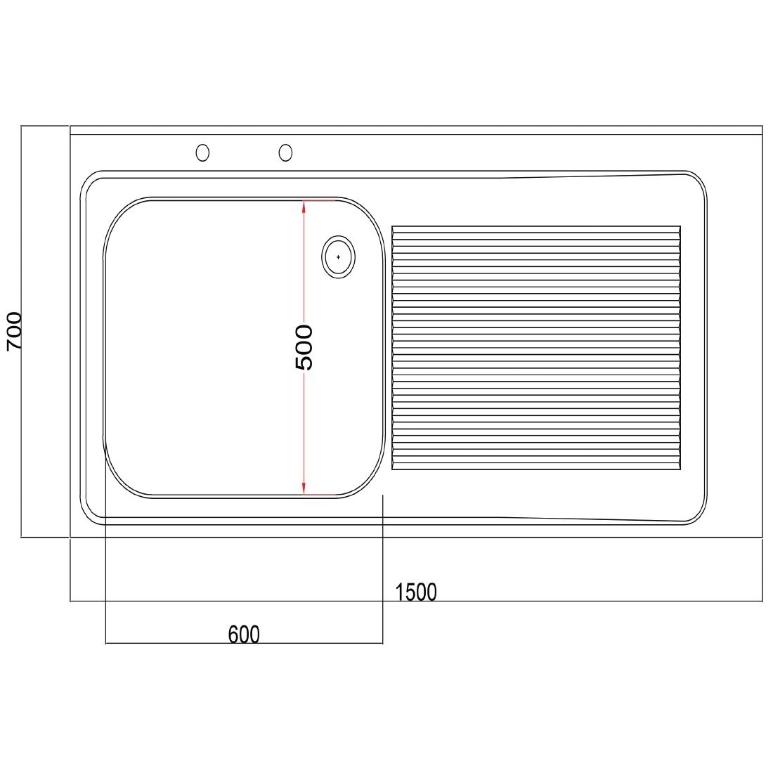 Holmes Fully Assembled Stainless Steel Sink Right Hand Drainer 1500mm