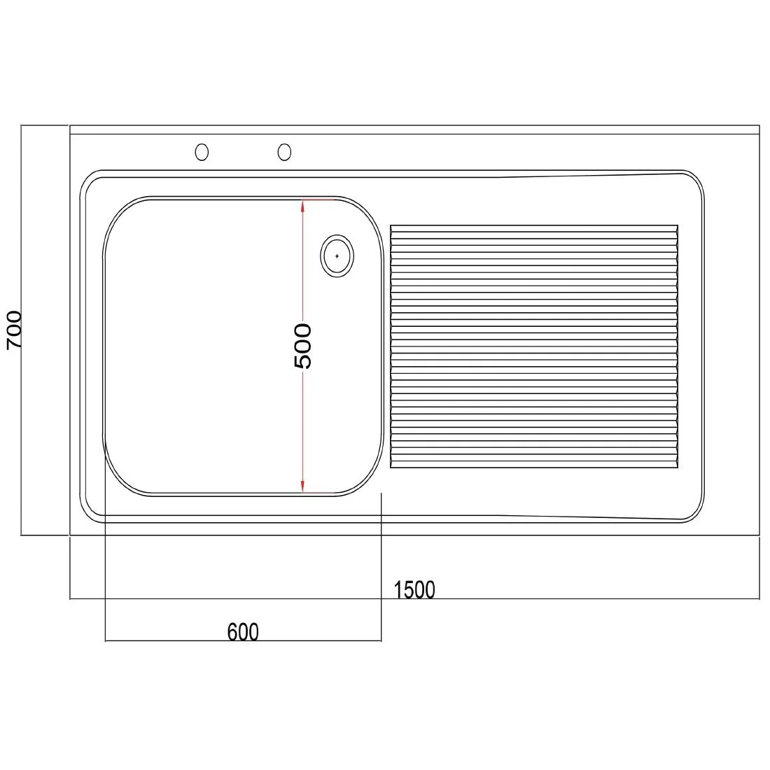 Holmes Fully Assembled Stainless Steel Sink Right Hand Drainer 1500mm - Image 6