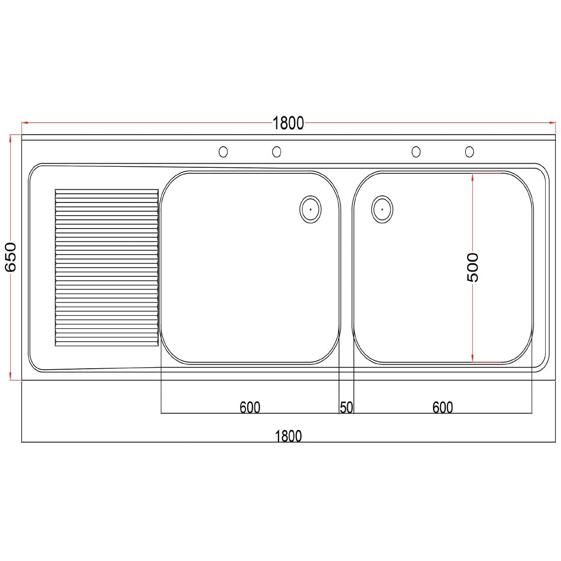 Holmes Fully Assembled Stainless Steel Sink Left Hand Drainer 1800mm