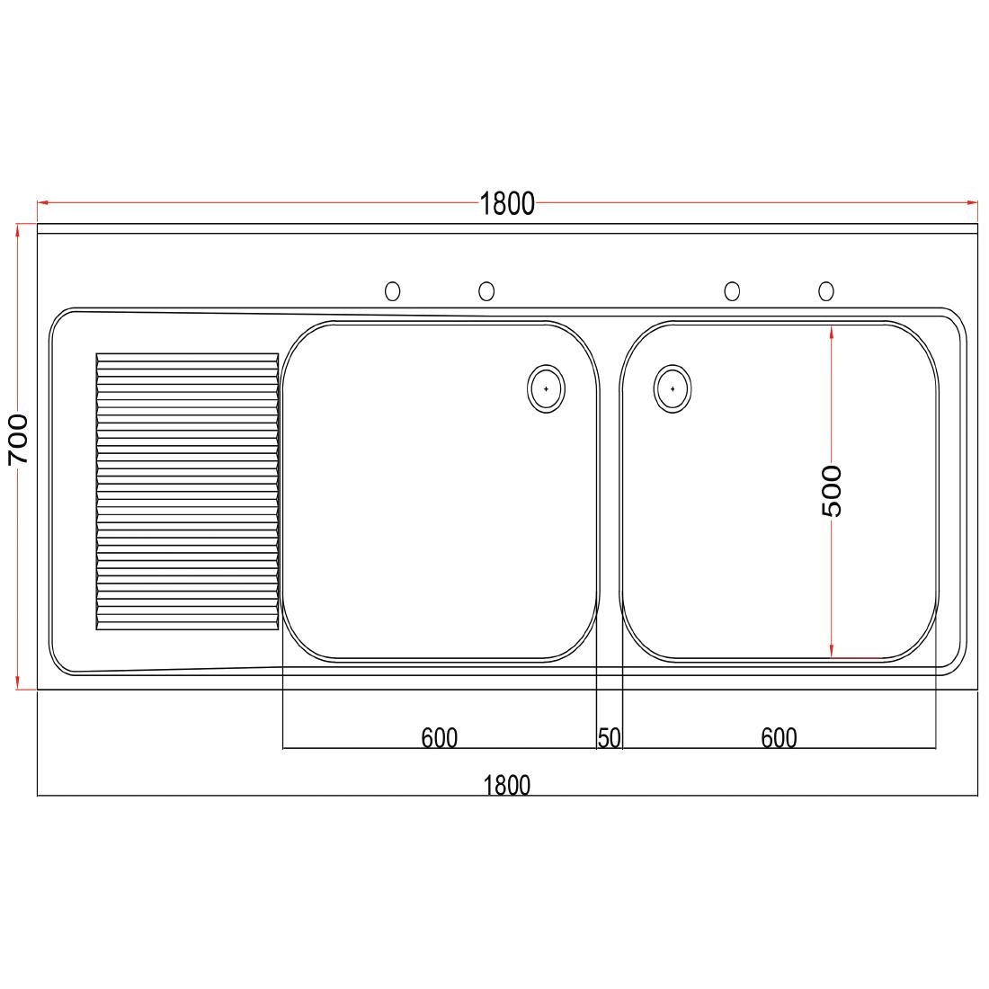 Holmes Fully Assembled Stainless Steel Sink Left Hand Drainer 1800mm