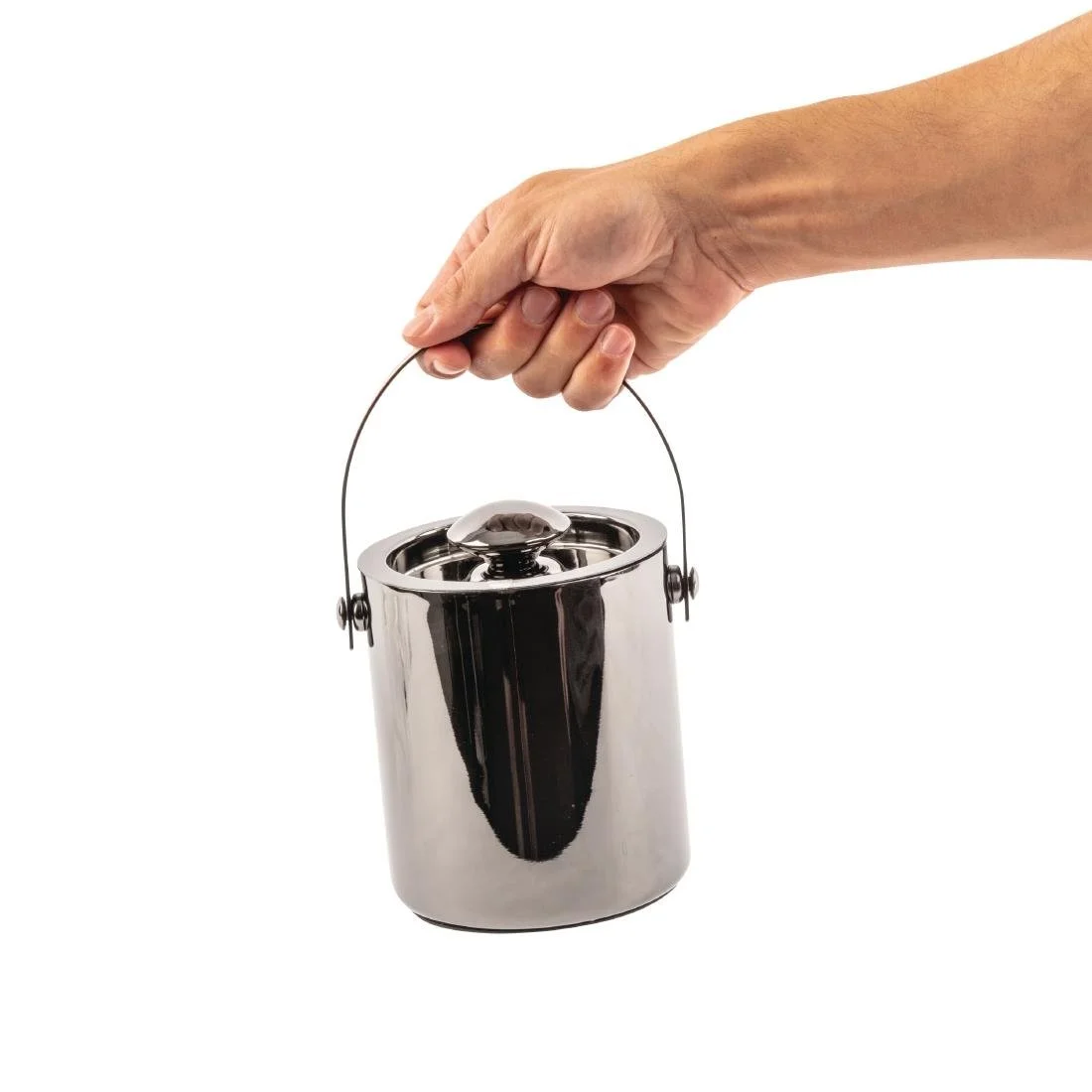 Olympia Double Walled Ice Bucket with Lid 1Ltr Gunmetal - Image 5