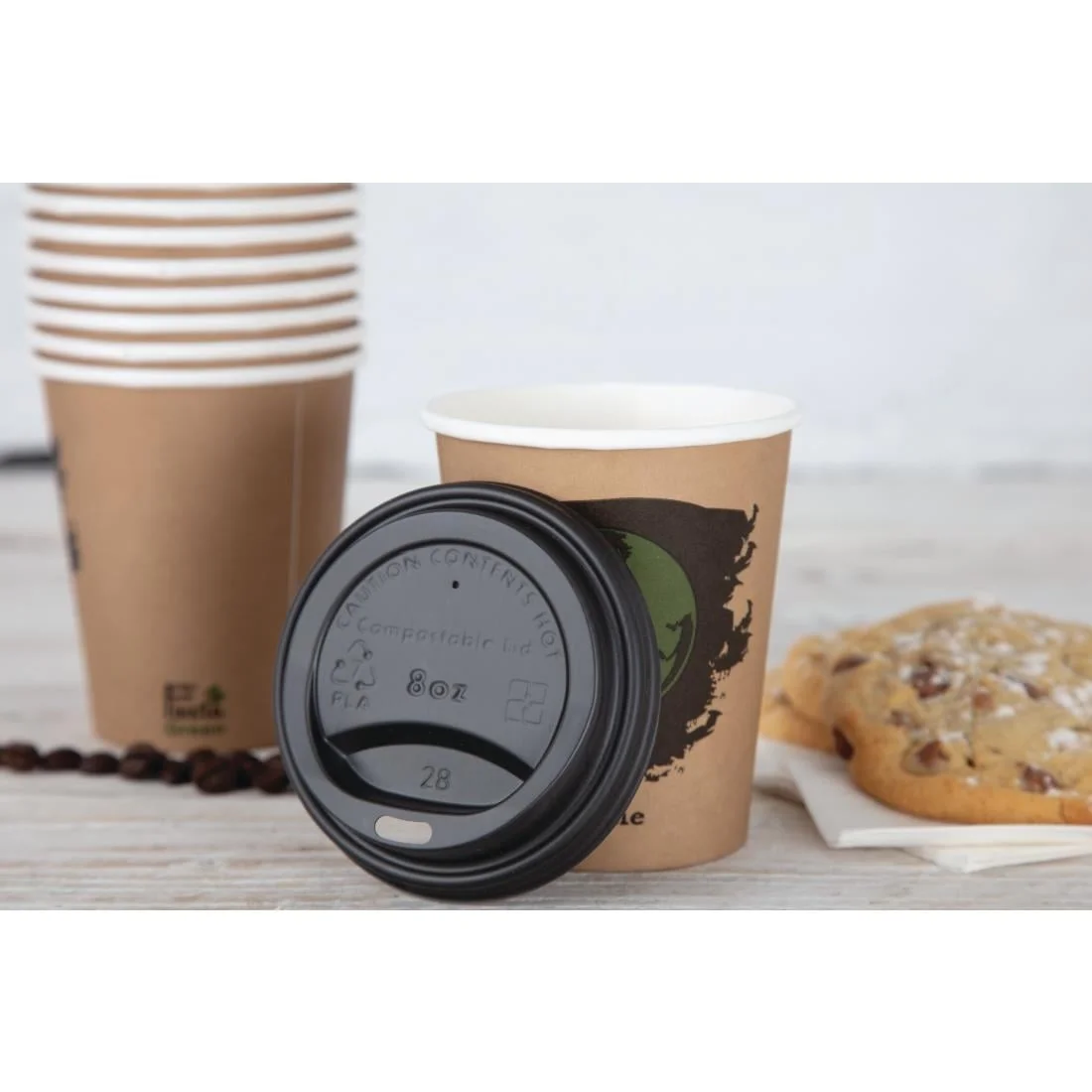 Fiesta Compostable Coffee Cup Lids 225ml / 8oz (Pack of 50) - Image 5