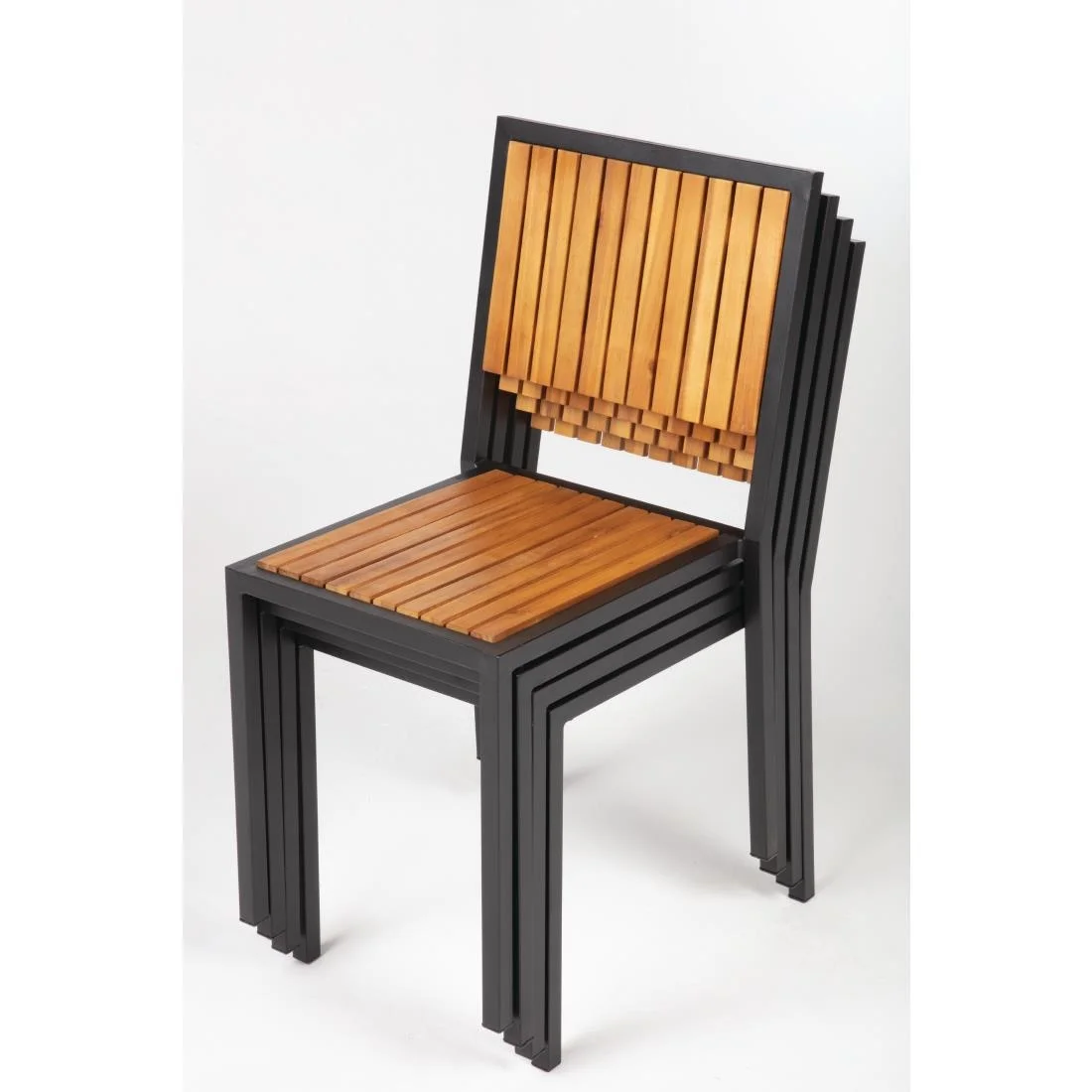 Bolero Steel & Acacia Side Chairs (Pack of 4) - Image 9