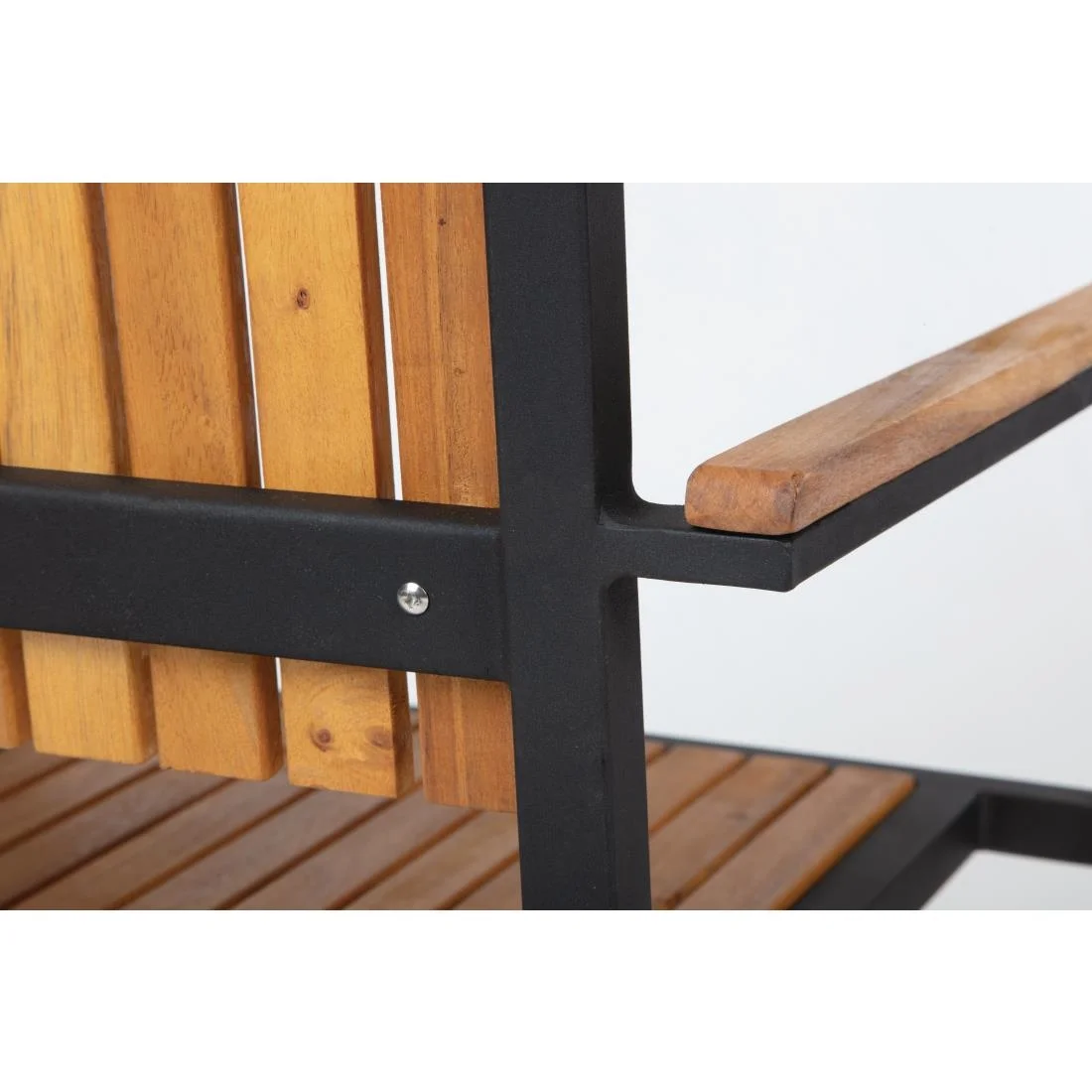 Bolero Steel & Acacia Armchair (Pack of 4) - Image 12