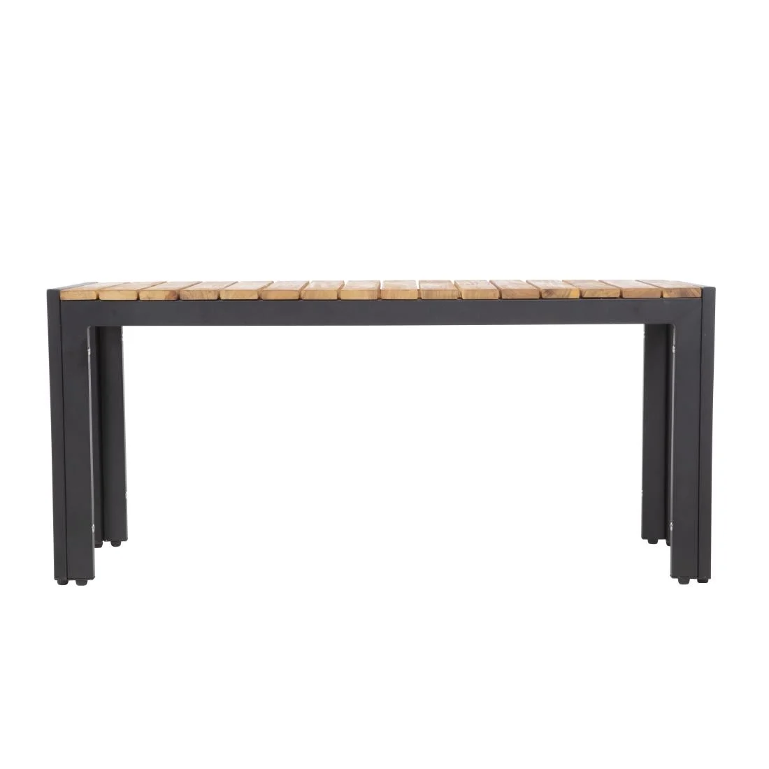 Bolero Rectangular Steel and Acacia Benches 1000mm (Pack of 2) - Image 3