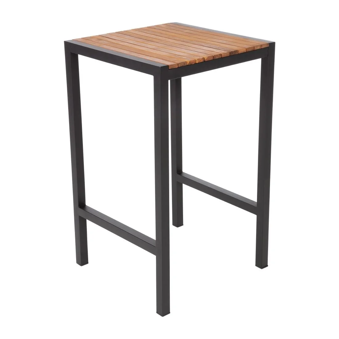 Bolero Square Steel and Acacia Bar Table 600mm - Image 6