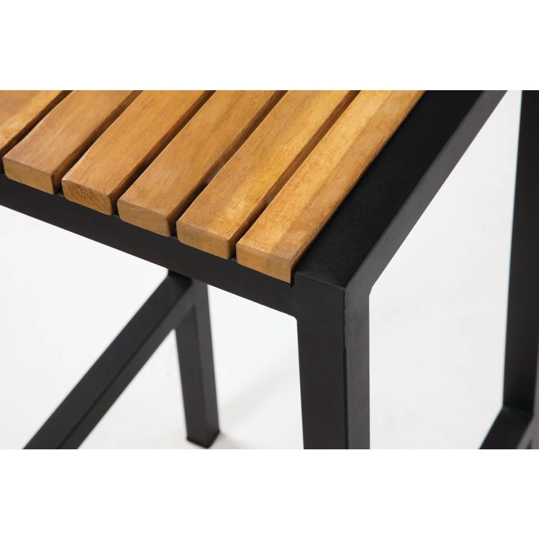 Bolero Black Steel & Acacia Wood Bar Stools (Pack of 2) - Image 8