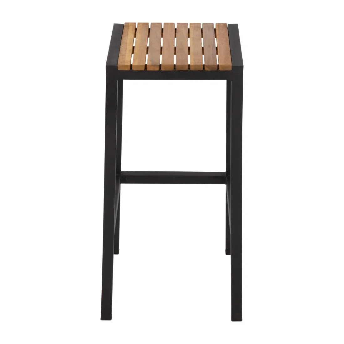 Bolero Black Steel & Acacia Wood Bar Stools (Pack of 2) - Image 3