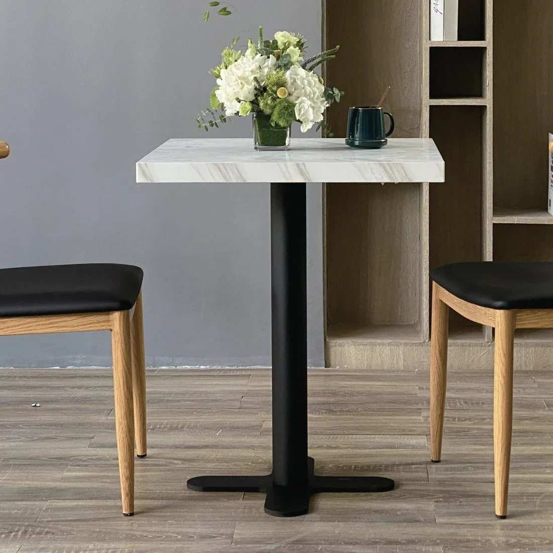 Bolero Pre-Drilled Square Table Top Marble Effect 600mm - Image 7