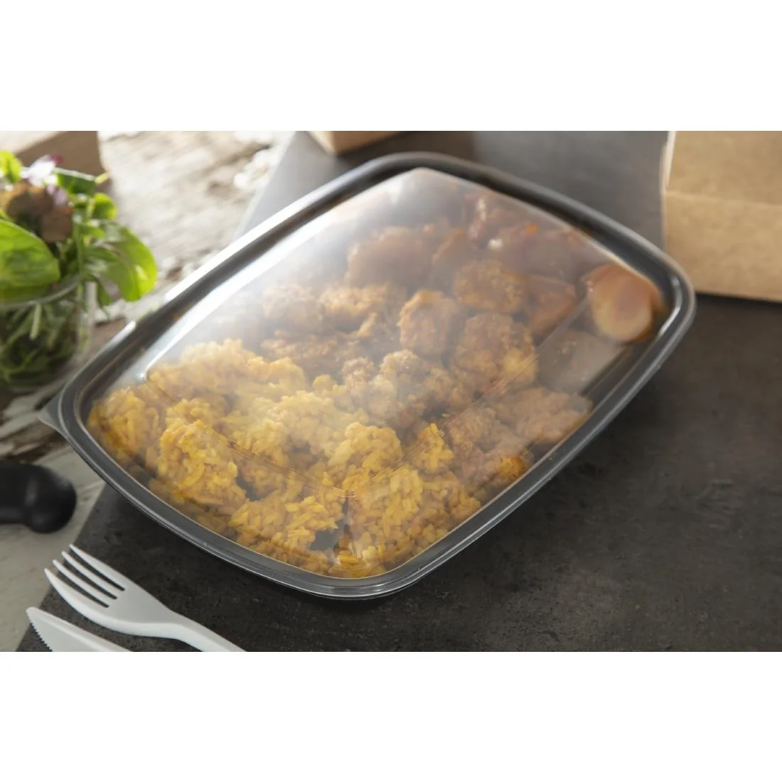 Fastpac Large Rectangular Food Container Lids 1350ml / 48oz (Pack of 150) - Image 6