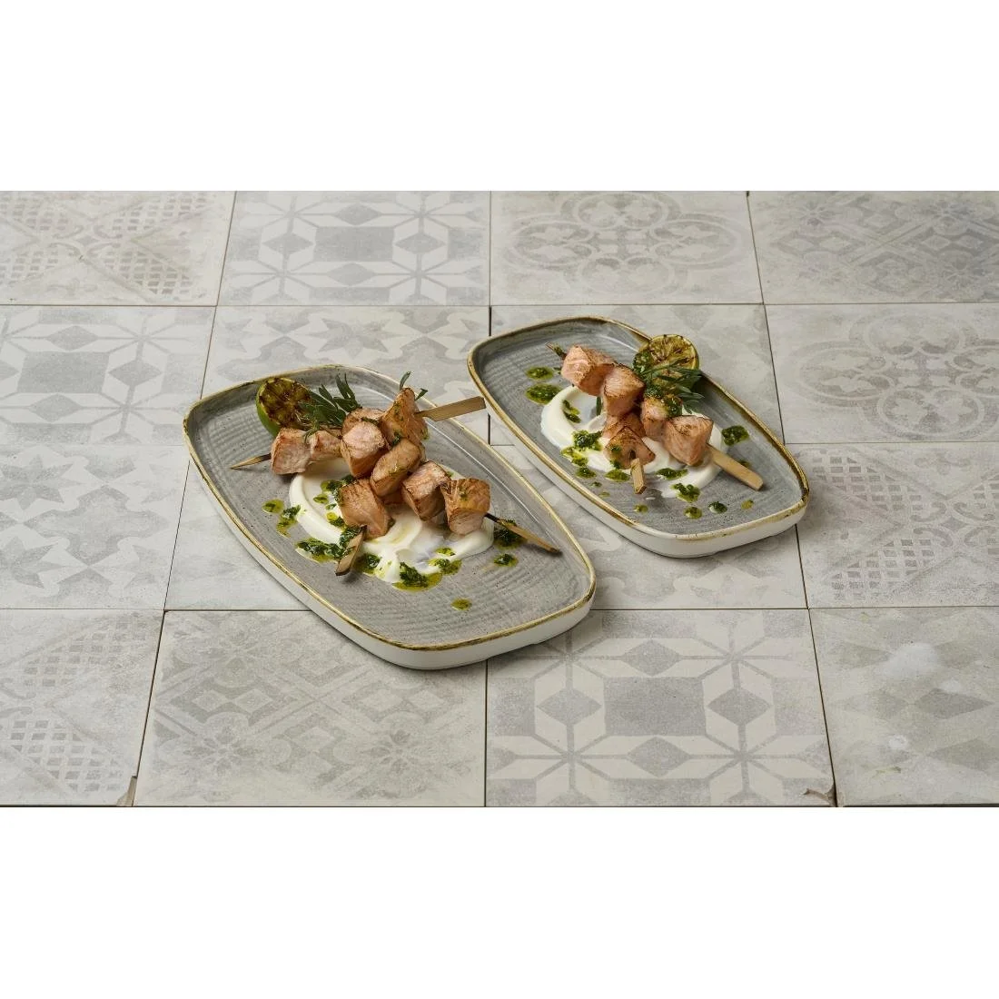 Churchill Stonecast Peppercorn Grey Chefs' Walled Oblong Plates 300mm (12 Pack) - Image 3