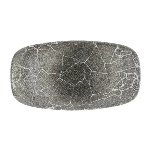 Churchill Studio Prints Kintsugi Quartz Black Chefs' Oblong Plates No. 4 355 x 189mm (6 Pack)