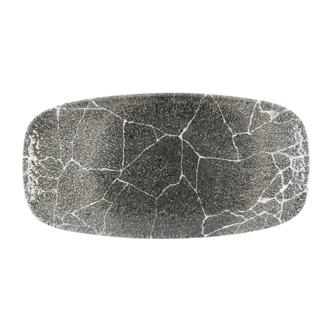 Churchill Studio Prints Kintsugi Quartz Black Chefs' Oblong Plates No. 3 298 x 153mm (12 Pack)