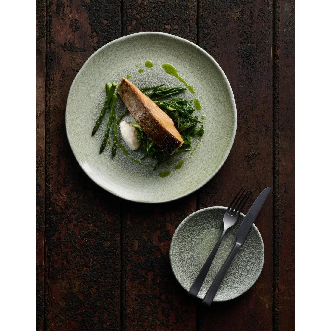 Dudson Harvest Grain Speckled Green Organic Coupe Plates 295mm (12 Pack) - Image 4
