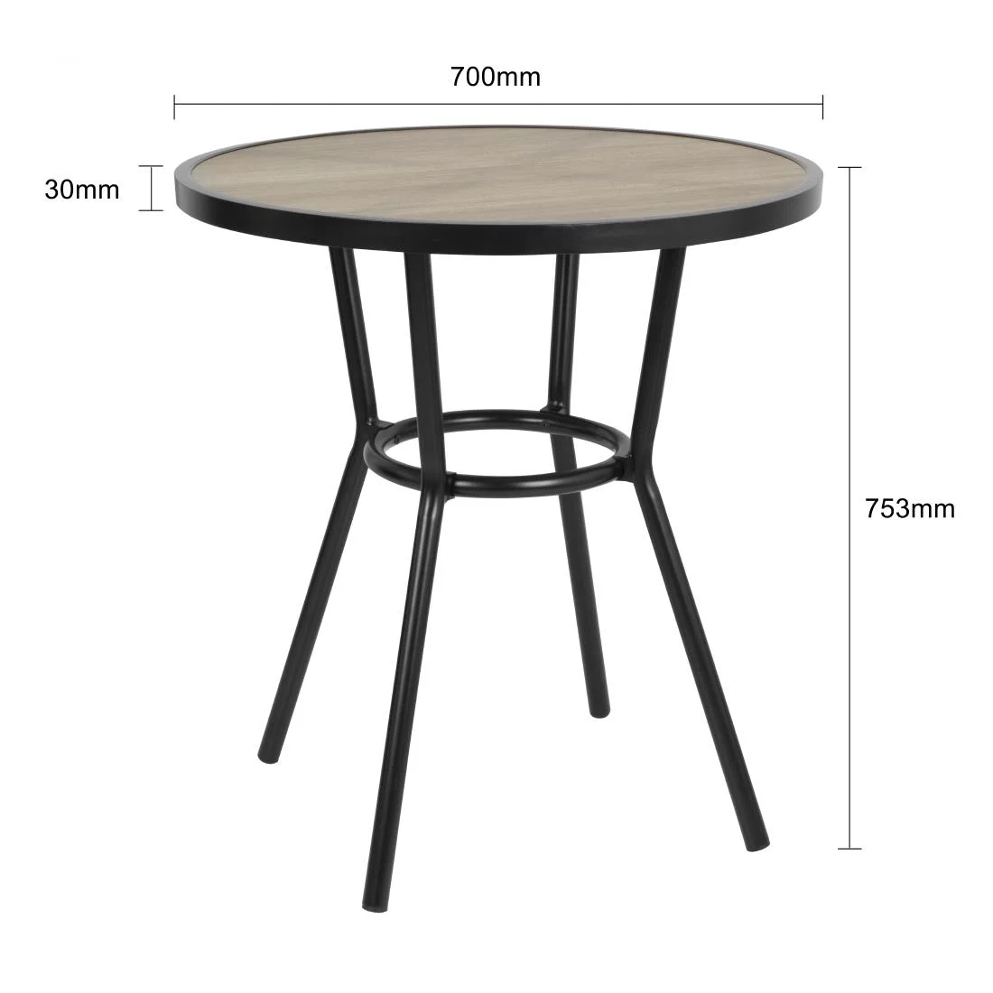 Bolero Marston Round Outdoor Table Black 700mm - Image 6