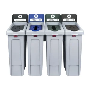 Rubbermaid Slim Jim Four Stream Recycling Station 4x 87Ltr