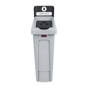 Rubbermaid Slim Jim General Waste Recycling Station Black 87Ltr