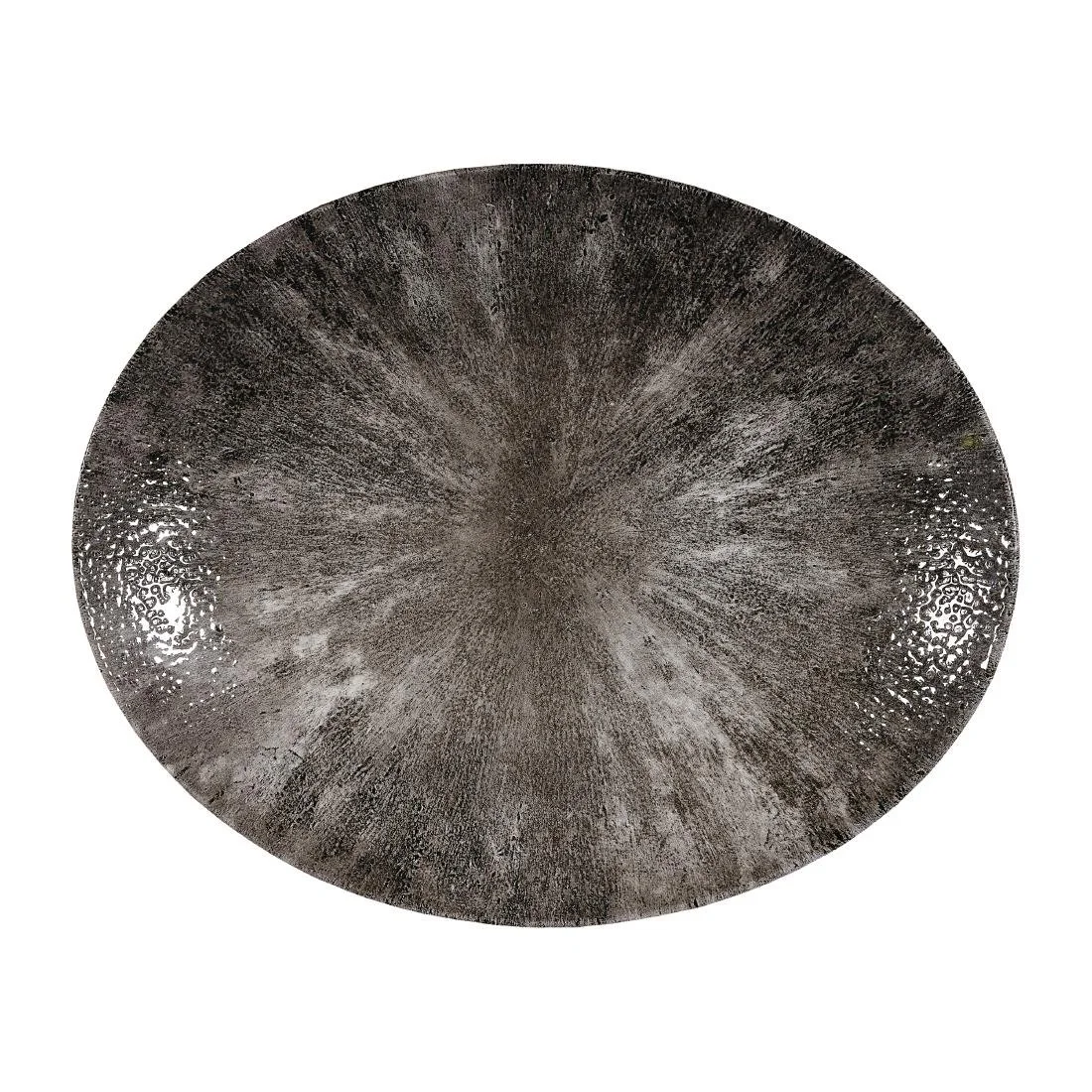 Churchill Stone Quartz Black Orbit Oval Coupe Plates 317mm (12 Pack)