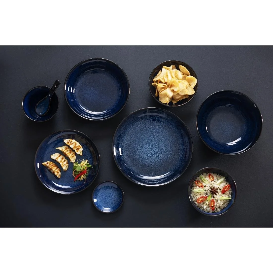 Olympia Luna Midnight Blue Coupe Plates 255mm (4 Pack) - Image 3