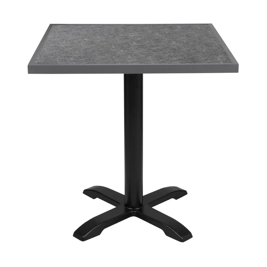 Bolero Black Brushed Mix Outdoor Tempered Glass Table Top Square Grey Trim 700mm - Image 5