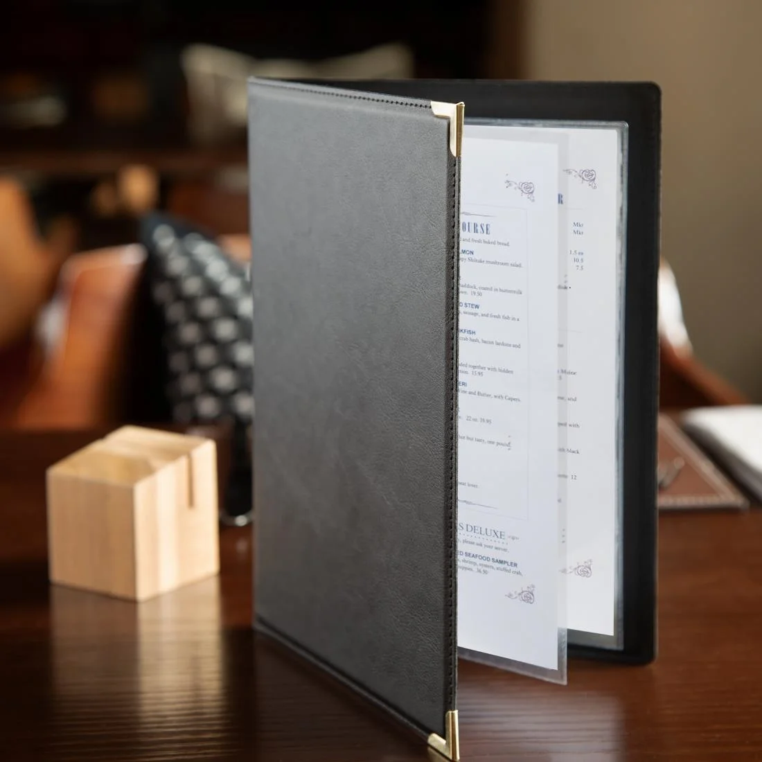 Olympia Faux Leather Menu Cover A5 Black - Image 6