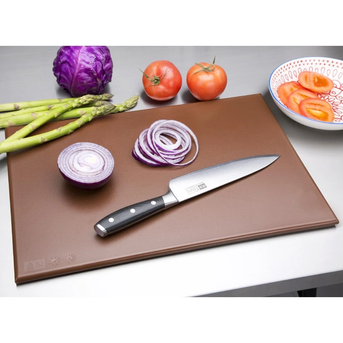 Hygiplas Anti Microbial High Density Brown Chopping Board - Image 8