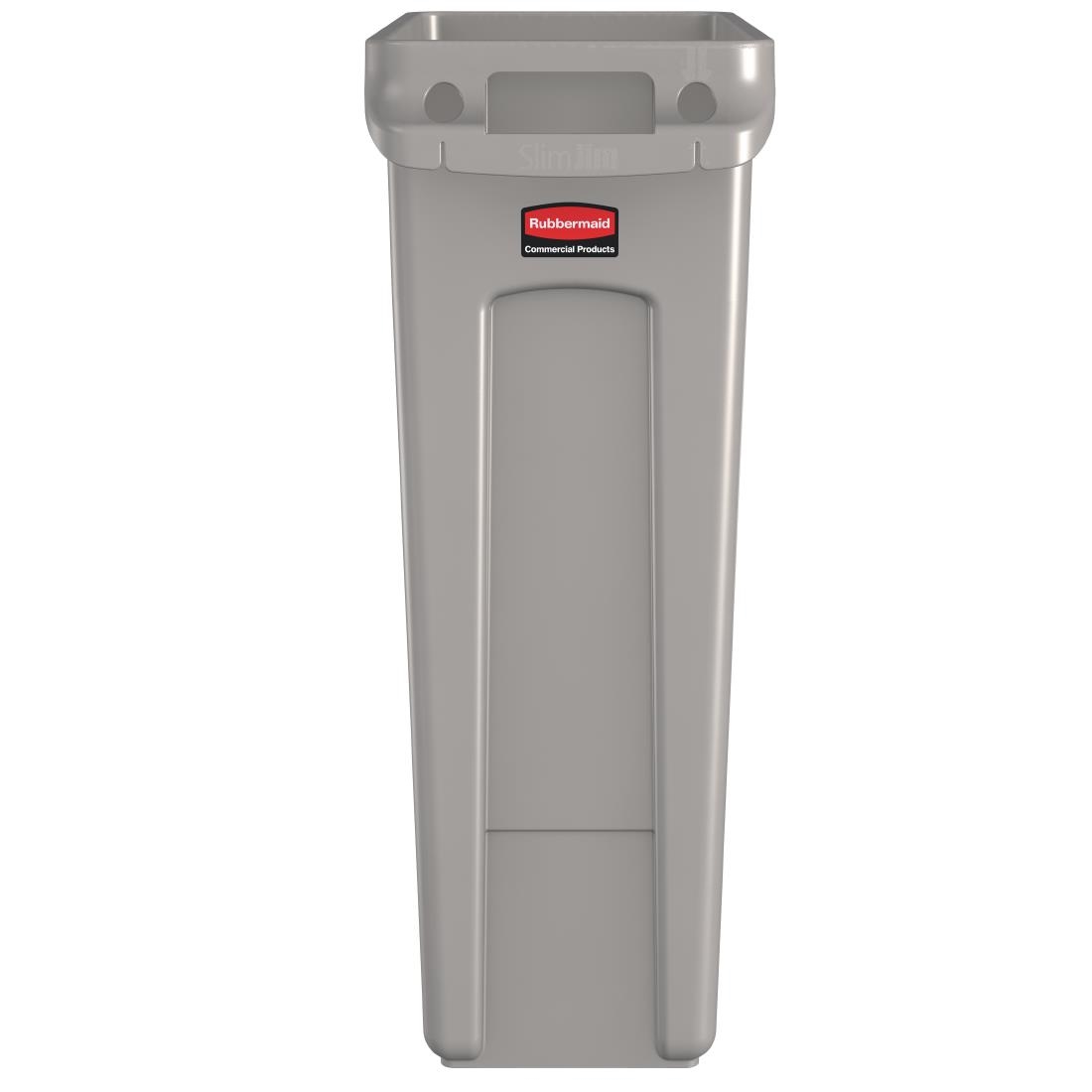 Rubbermaid Slim Jim Container with Venting Channels Grey 60Ltr