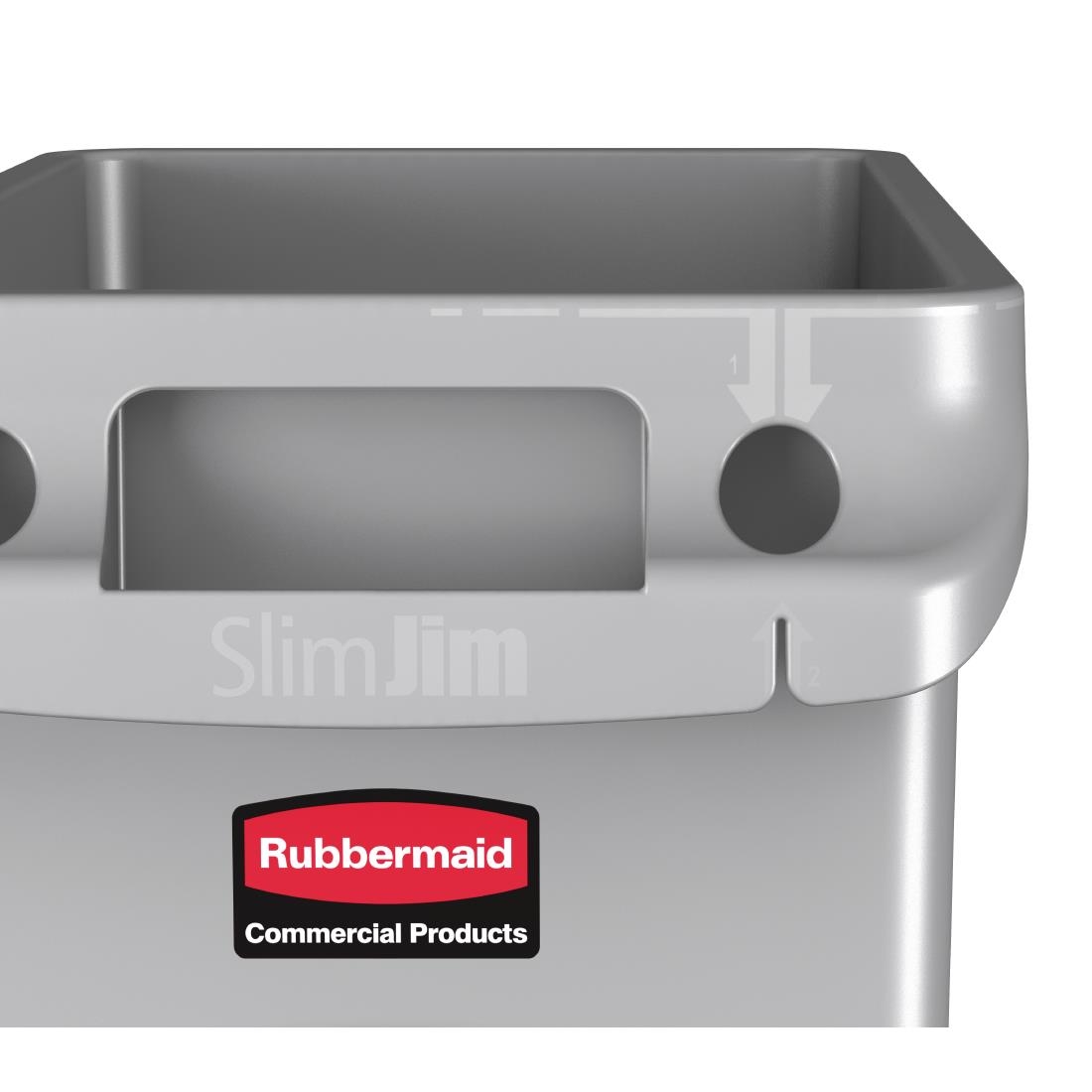 Rubbermaid Slim Jim Container with Venting Channels Grey 60Ltr