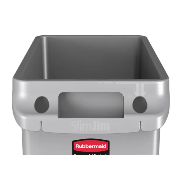 Rubbermaid Slim Jim Container with Venting Channels Grey 60Ltr