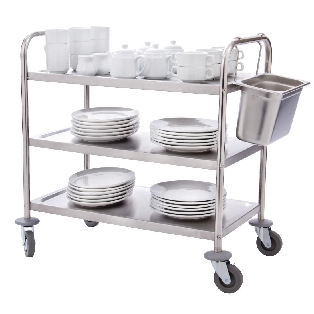Vogue Stainless Steel 3 Tier Clearing Trolley Large - Image 8