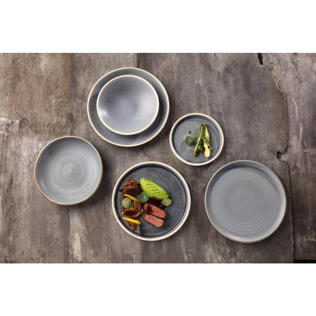 Olympia Canvas Flat Plates Blue Granite 180mm (6 Pack) - Image 2