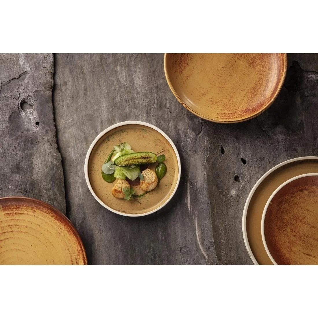 Olympia Canvas Flat Plates Sienna Rust 250mm (6 Pack) - Image 4