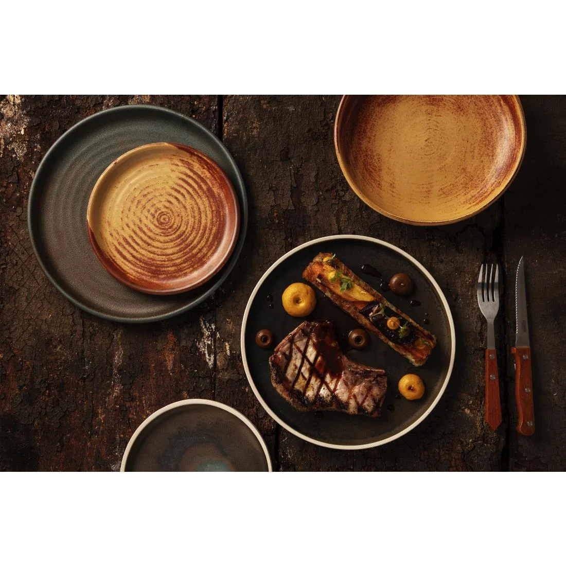 Olympia Canvas Flat Plates Delhi Black 250mm (6 Pack) - Image 6