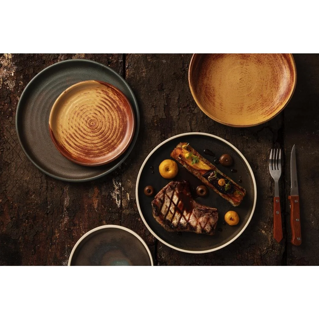 Olympia Canvas Flat Plates Green Verdigris 250mm (6 Pack) - Image 2