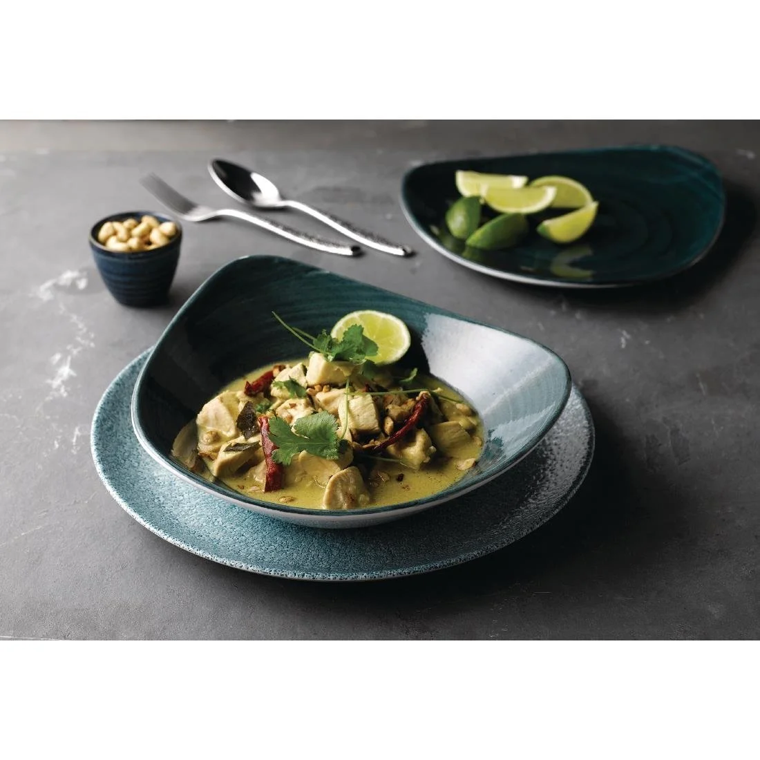 Churchill Stonecast Patina Triangular Bowls Rustic Teal 21oz 235mm (12 Pack) - Image 6