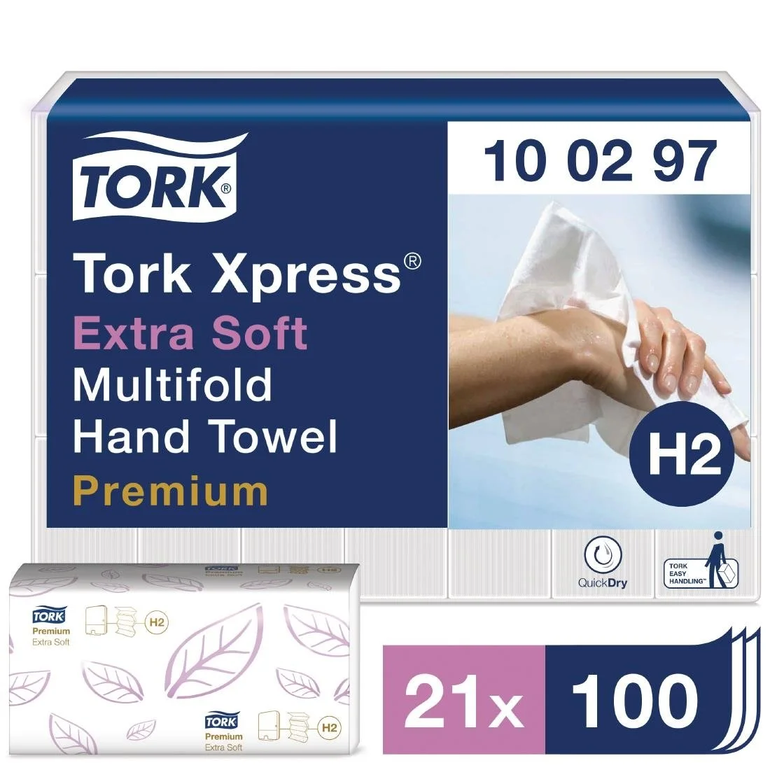 Tork Xpress Extra Soft Multifold Hand Towels White H2 (21 Pack) - Image 2