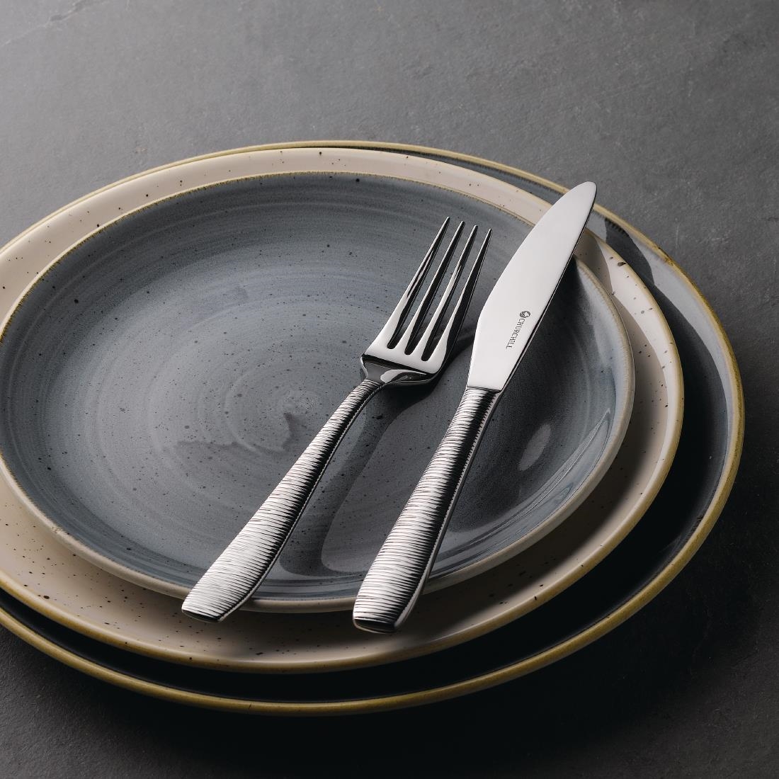 Churchill Stonecast Round Coupe Plate Peppercorn Grey 165mm