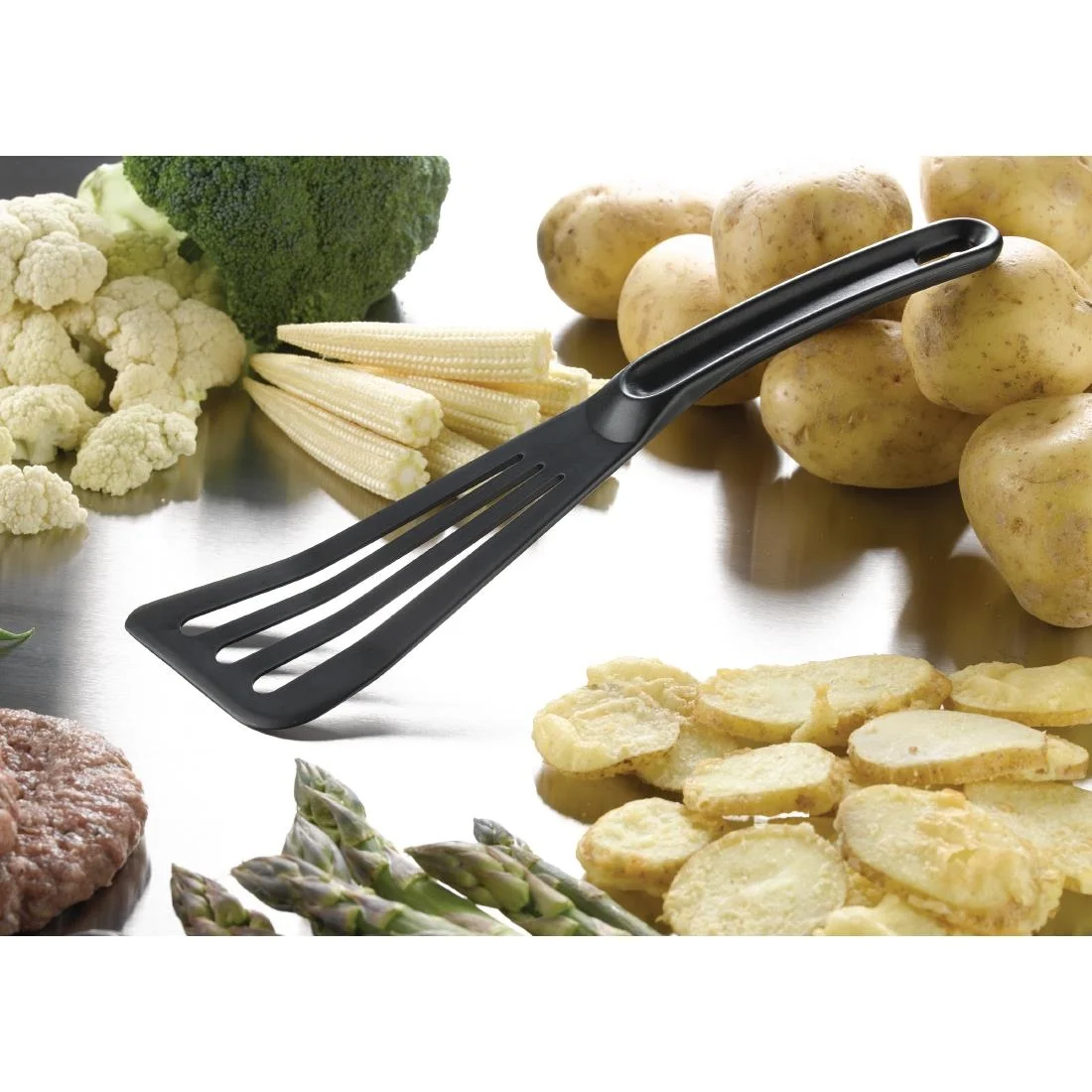 Matfer Bourgeat Pelton Exoglass Slotted Spatula 30cm Black - Image 2