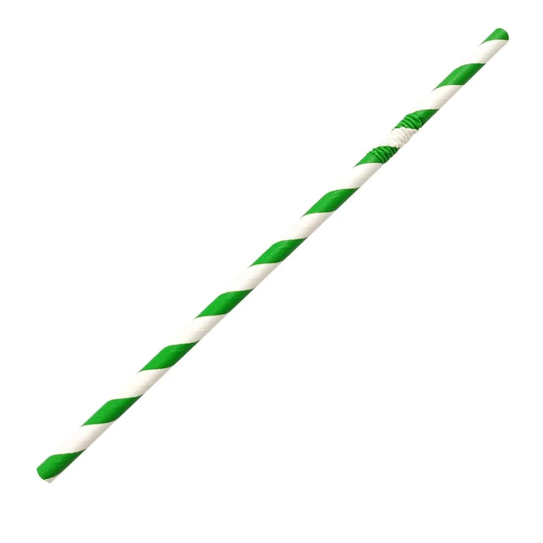 Fiesta Compostable Bendy Paper Straws Green Stripes (Pack of 250) - Image 2