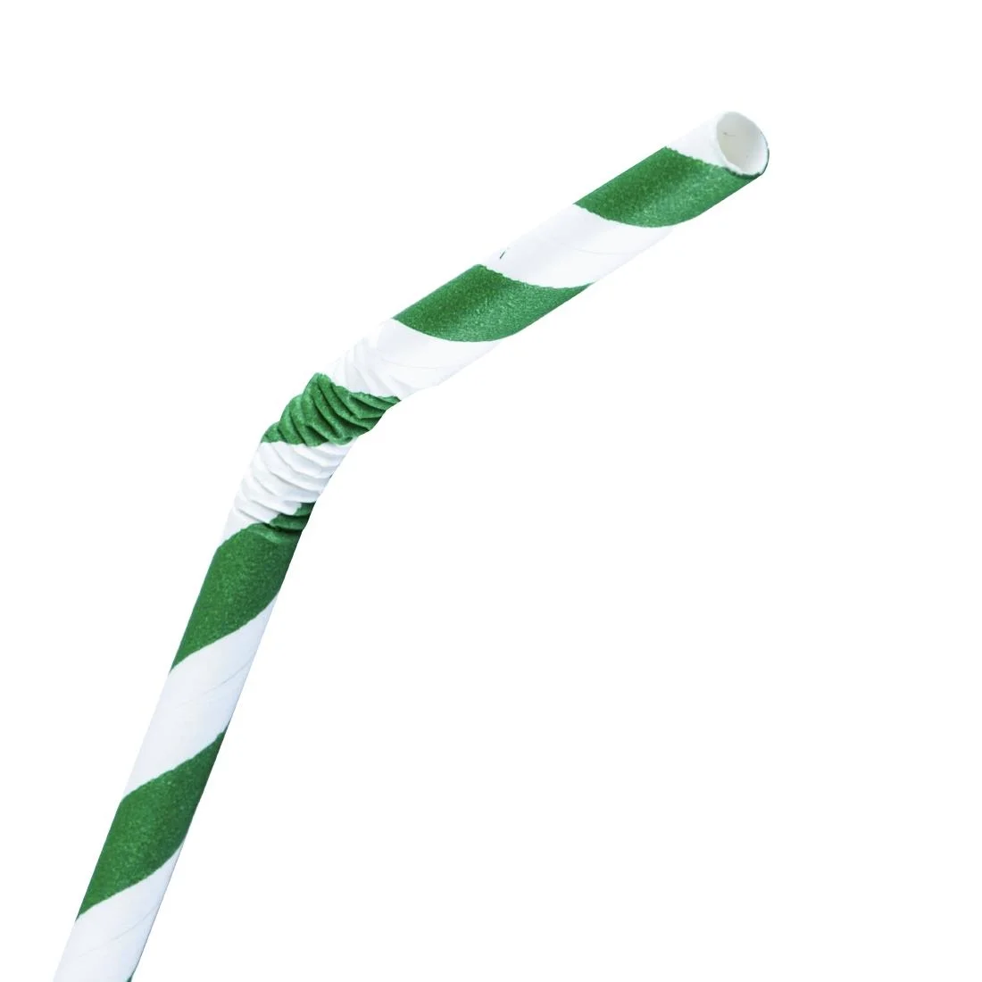 Fiesta Compostable Bendy Paper Straws Green Stripes (Pack of 250) - Image 3