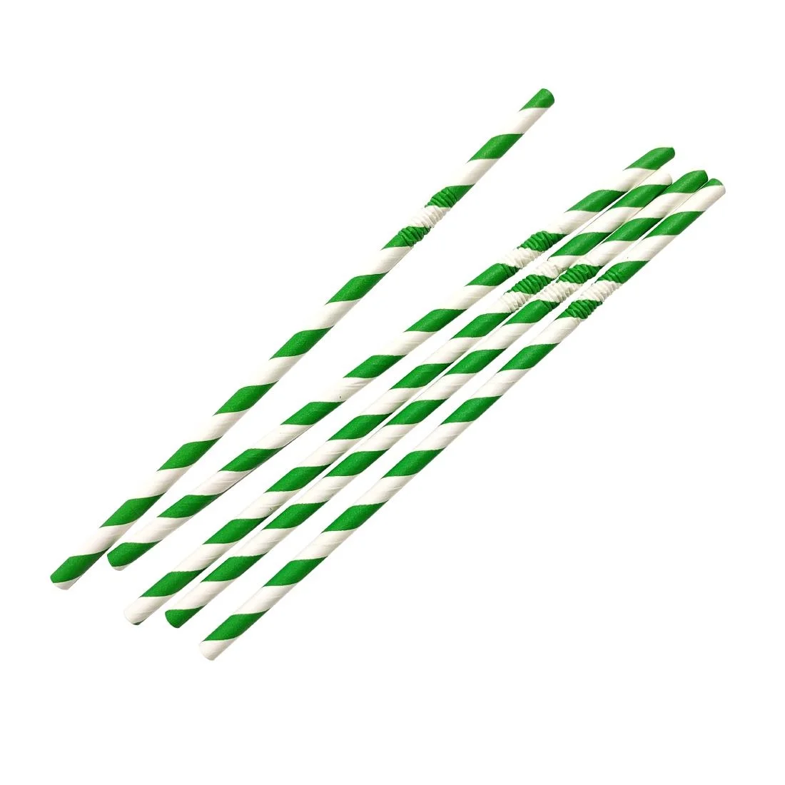 Fiesta Compostable Bendy Paper Straws Green Stripes (Pack of 250) - Image 4